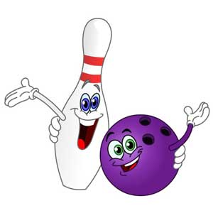 Smiling bowling ball and pin