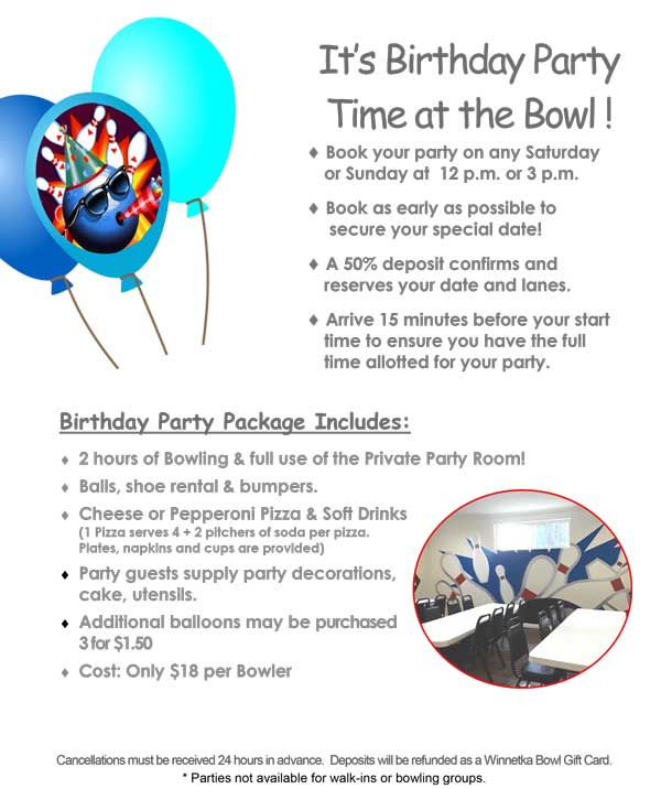 Birthday Parties For Kids S At Winnetka Bowl Children S Birthday Parties